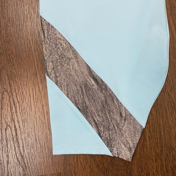 NEW Soulgani Active Love Twin Soul Leggings 3X Blue Gray Stripe Plus - Picture 3 of 8